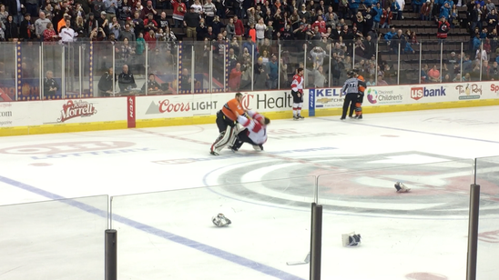 VIDEO: Massive hockey brawl ends with goalie-on-goalie one-punch knockout