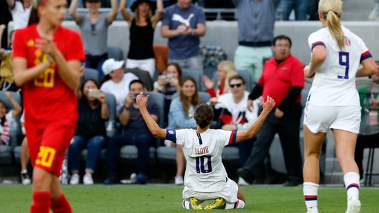 Lloyd gets 2 goals in US’ 6-0 exhibition rout of Belgium