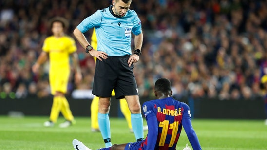 Barcelona forward Dembele out 10 weeks with leg injury