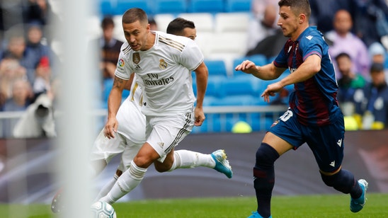 Hazard makes league debut as Real Madrid beats Levante 3-2