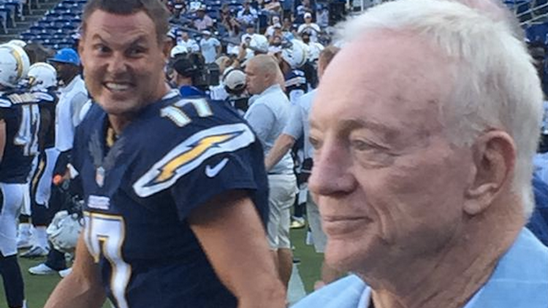 Philip Rivers' facial expressions in midseason form in glorious shot with Jerry Jones