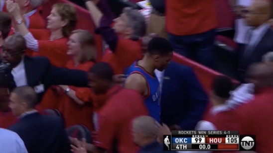 Watch: Russell Westbrook heads to locker room without shaking hands with Rockets