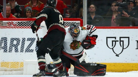 Saad scores 2, Blackhawks beat Coyotes in a shootout