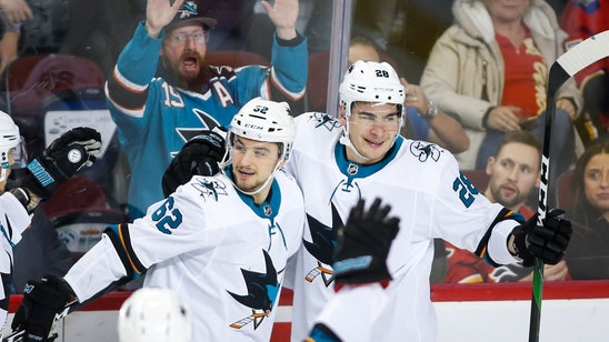Thornton reaches 1,500 points, Sharks beat Flames 3-1
