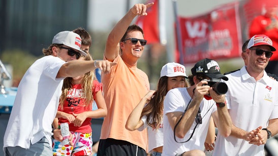 Tampa Bay Buccaneers celebrate their Super Bowl LV win on the water