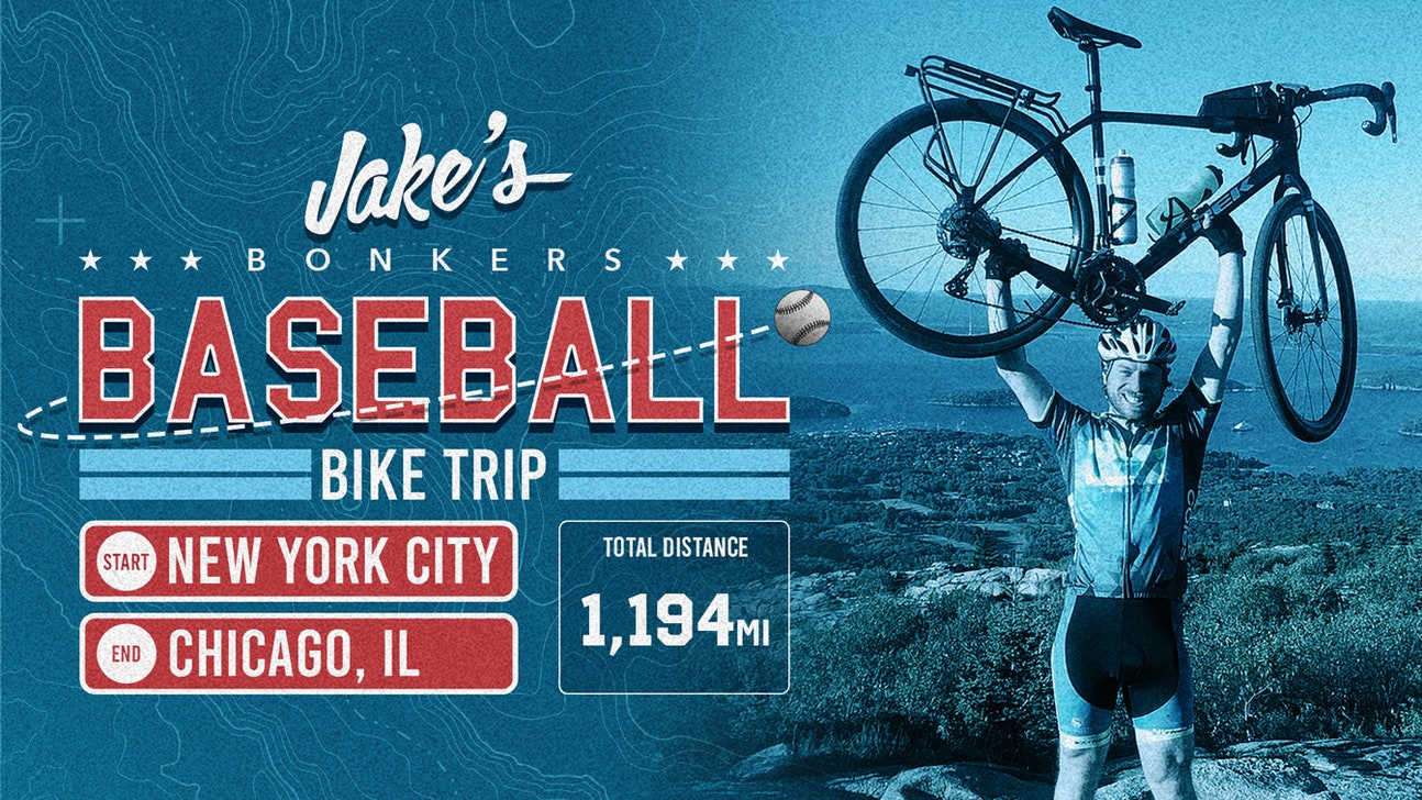 Jake Mintz cruising along on baseball bike trip from NYC to Chicago