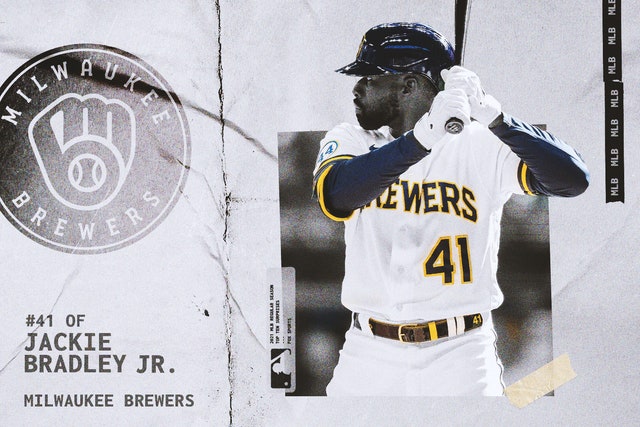 Milwaukee Brewers 41 Jackie Bradley Jr. Road Team Gray Jersey