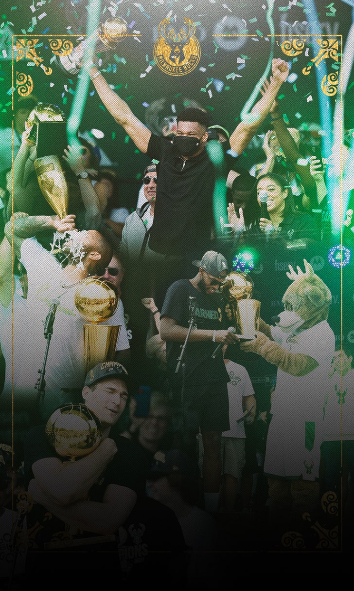 Giannis Antetokounmpo, Milwaukee Bucks show out at NBA Finals victory parade