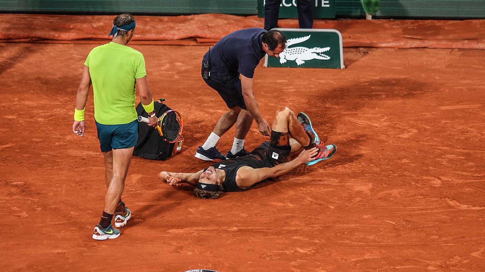 Nadal reaches French Open final after Zverev is injured