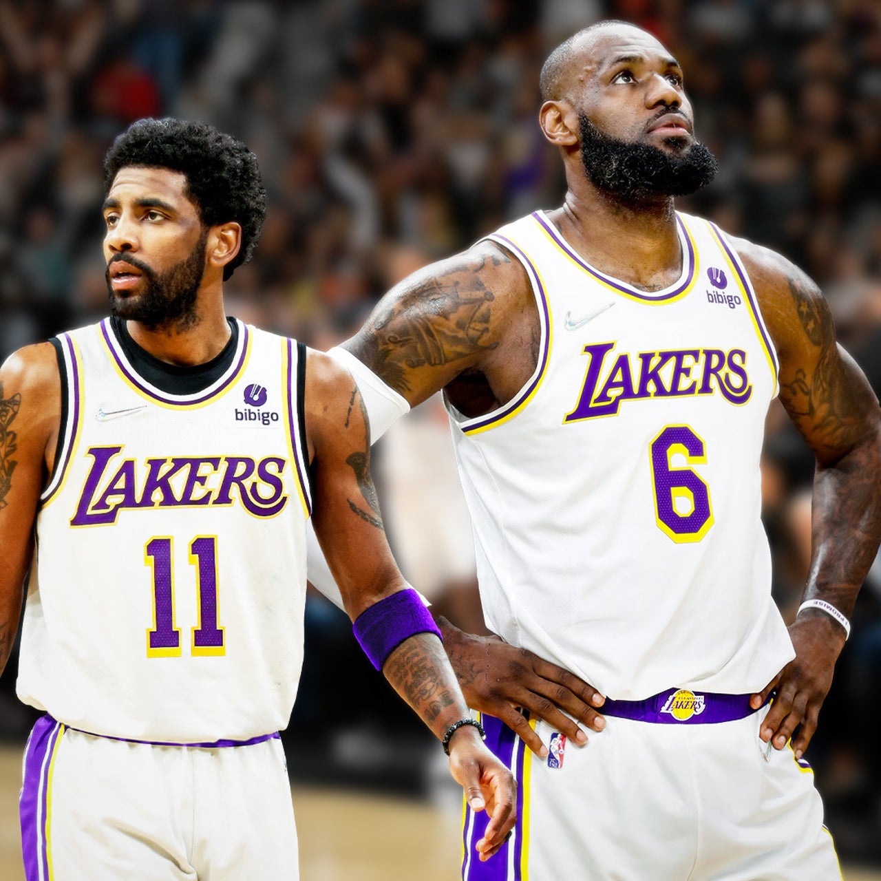 kyrie in a lakers jersey
