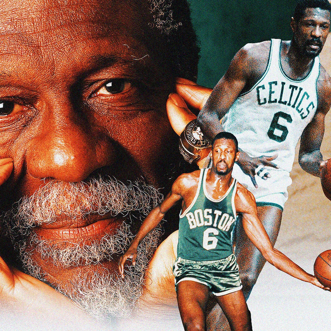 Wilt Chamberlain Philadelphia Warriors Bill Russell Boston Celtics 8 X 10  Photo