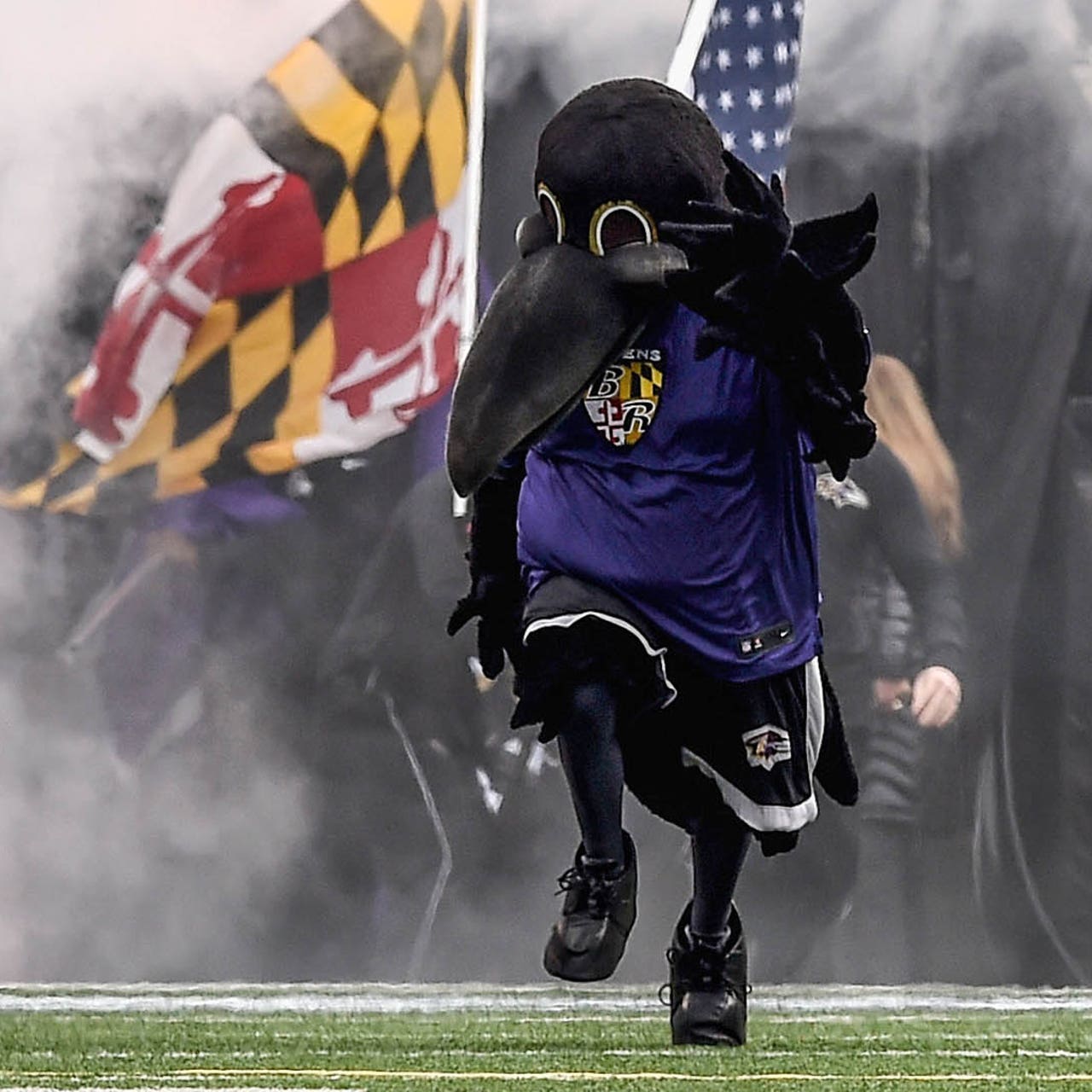 Ravens mascot injured in halftime football game