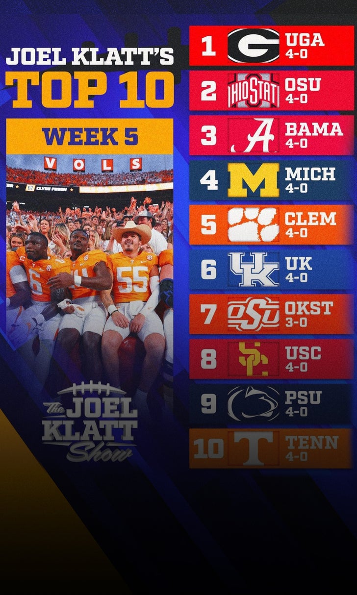 Kentucky, Tennessee debut in Joel Klatt's latest top 10 rankings