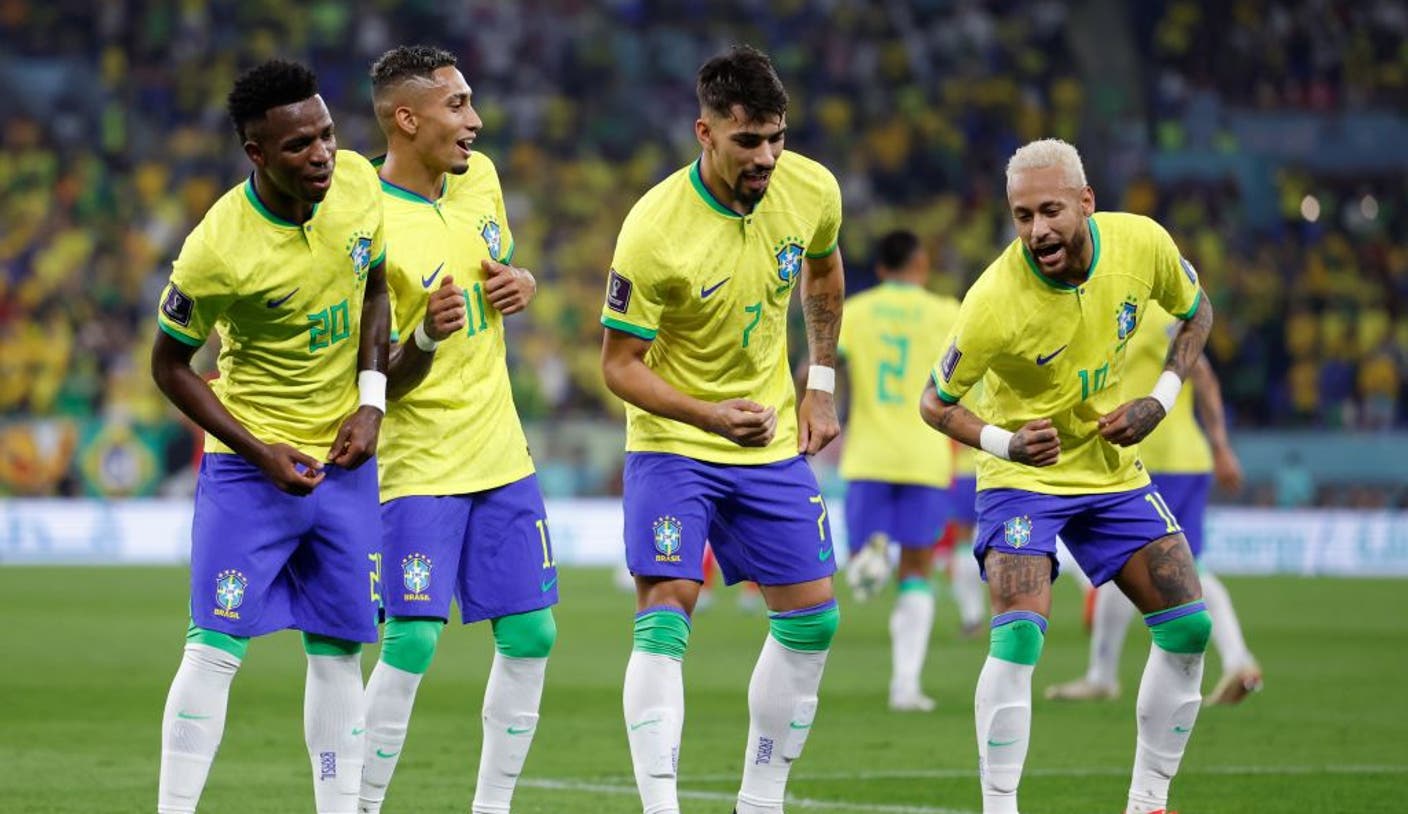 Brazilian soccer team celebrating victories in the world cup