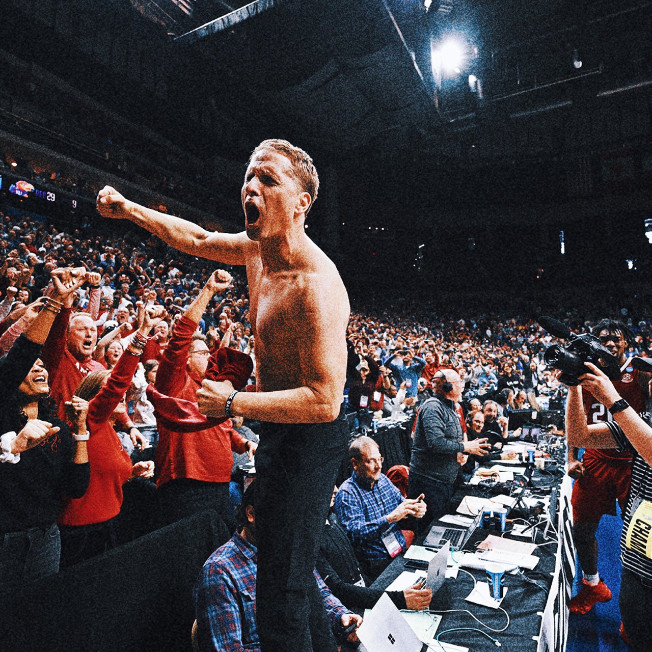 Eric Musselman goes viral for ripping shirt off after Arkansas