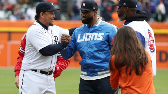 Tigers' Miguel Cabrera throws out first pitch in his last home opener