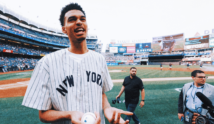 Victor Wembanyama throws out ceremonial first pitch at Yankee Stadium ahead  of NBA draft