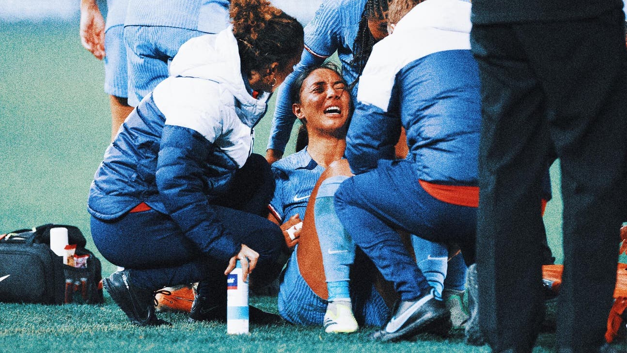France's Selma Bacha on crutches after Women's World Cup warm-up injury