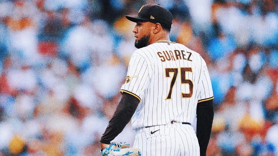 Padres reliever Robert Suarez ejected for sticky stuff before throwing a pitch vs. Marlins