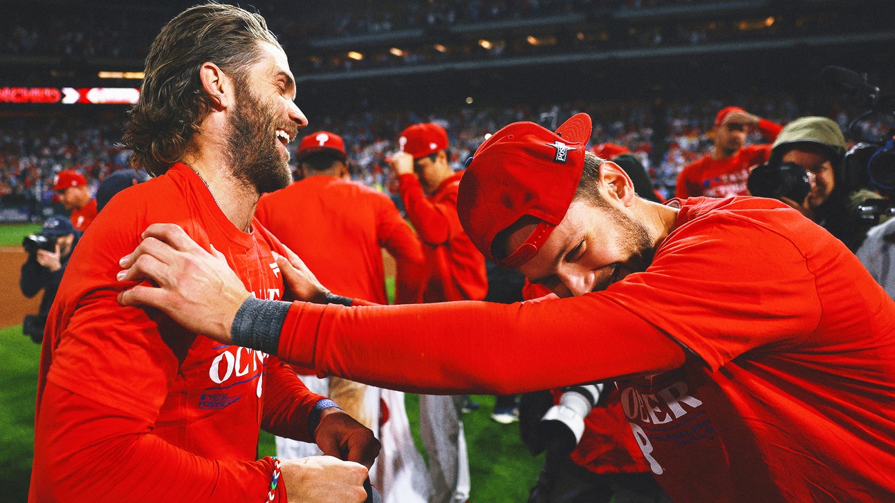 Bryce Harper sports Allen Iverson, Trea Turner shirts before Phillies playoff opener