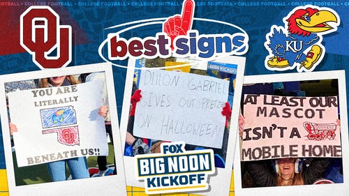 COLLEGE FOOTBALL Trending Image: Big Noon Kickoff: Best signs from Oklahoma vs. Kansas