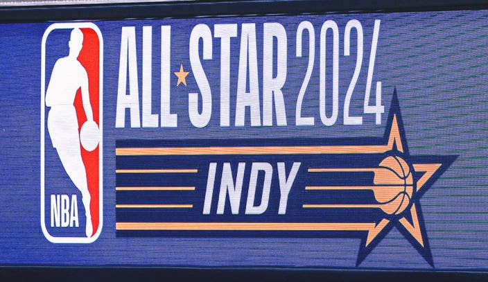 Basketball 'court' at Indy airport promoting NBA All-Star Game