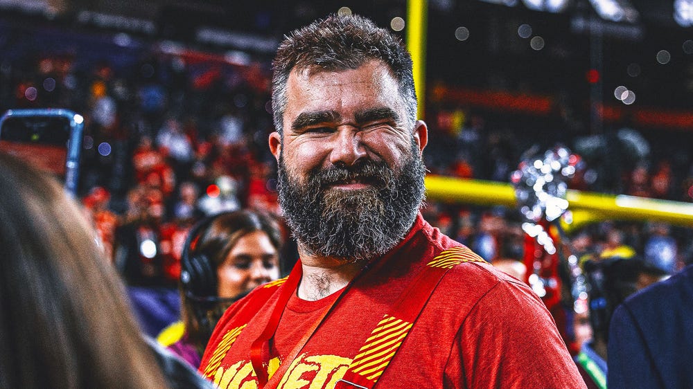 Jason Kelce returns young fan's 'lucky mask' worn at Super Bowl afterparty