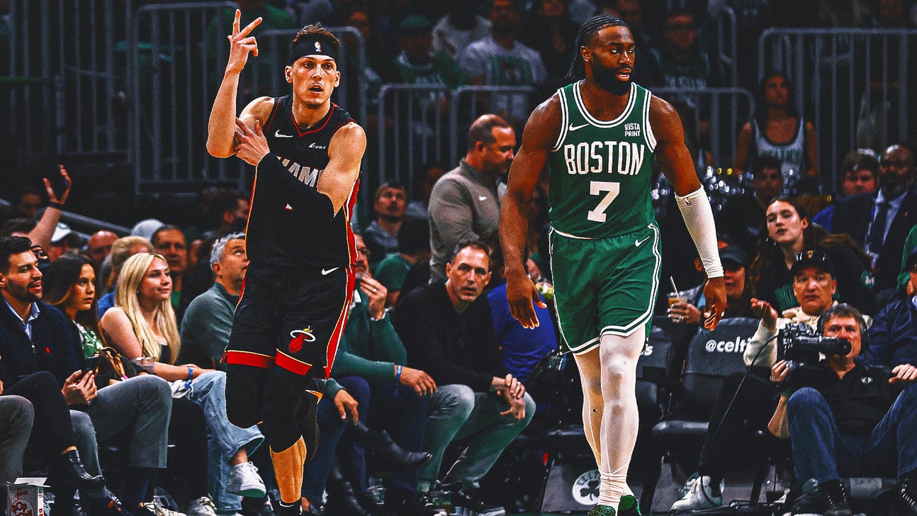 Heat hit franchise playoff-record 23 threes to beat Boston, even series 1-1