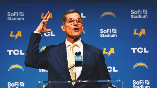 Jim Harbaugh gets to work on first day of Chargers offseason program