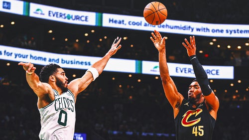 CLEVELAND CAVALIERS Trending Image: Donovan Mitchell's 29 points help Cavaliers blow out Celtics 118-94, tie series at 1 game apiece