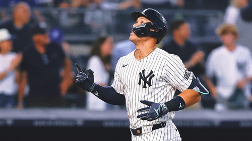 MLB Trending Image: Aaron Judge Hit in the Head by Anthony Volpe Throw During Yankees-Mets Game