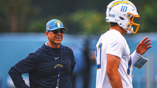 LOS ANGELES CHARGERS Trending Image: Chargers' Jim Harbaugh lauds Justin Herbert, can’t believe ‘he’s on our team’