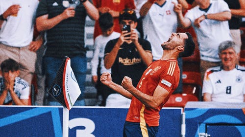 EURO CUP Trending Image: Spain's Mikel Merino emulates dad's 1991 goal celebration at same stadium at Euro 2024