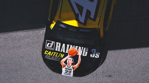 NASCAR Trending Image: Caitlin Clark's image displayed on hood of Josh Berry's NASCAR ride for Brickyard 400
