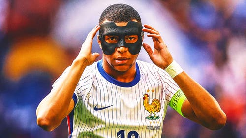 Imagem de tendência da EURO CUP: Kylian Mbappé 'odeia' sua máscara, mas pode ficar preso a ela por um tempo