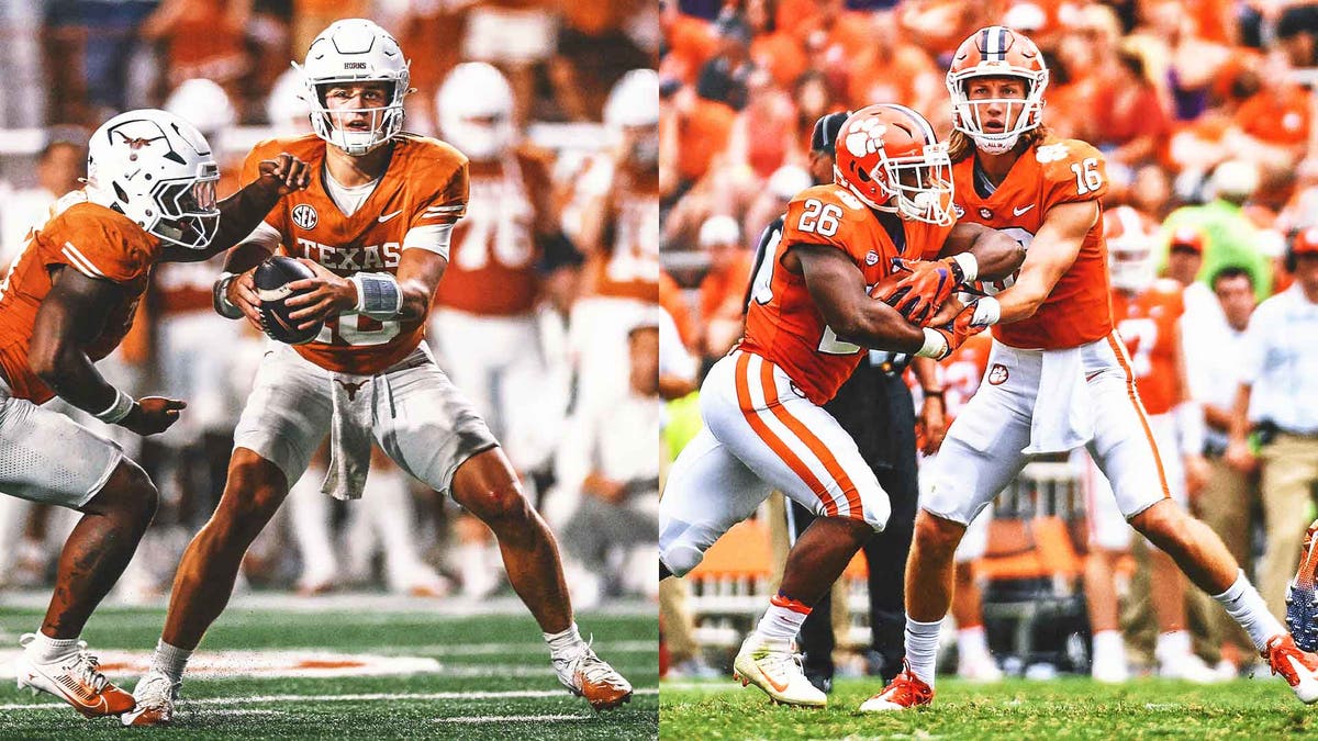 When it comes to raw talent, Arch Manning shows some of the same qualities that made Trevor Lawrence a No. 1 overall NFL draft pick. (Left photo by Tim Warner/Getty Images, right photo by Mike Comer/Getty Images)