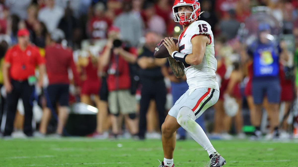 Carson Beck threw for 439 yards and three touchdowns but had three interceptions and a lost fumble in the loss to Alabama.?
