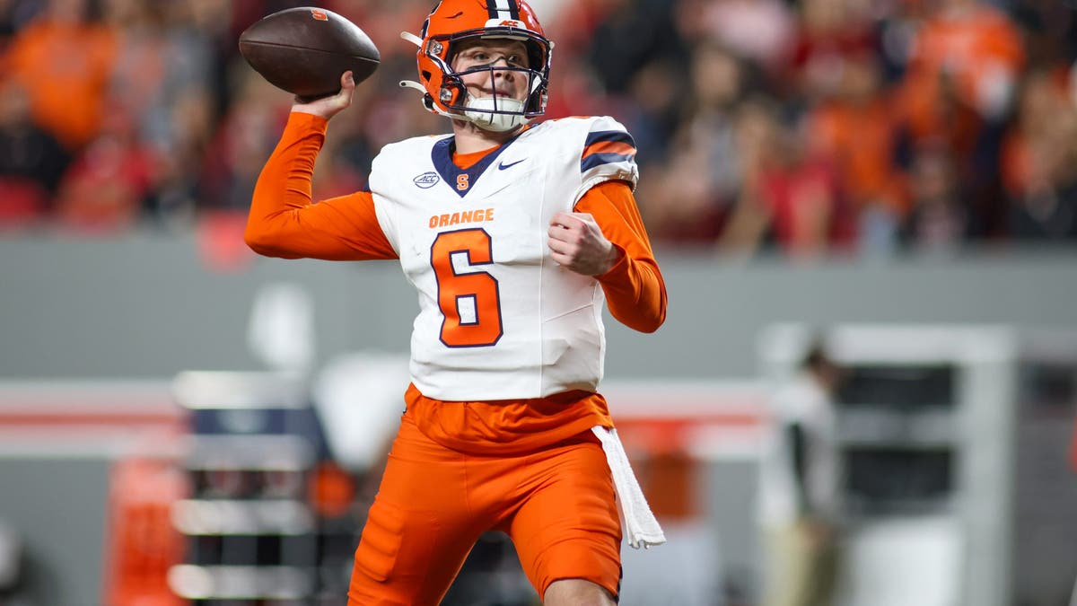 Syracuse QB Kyle McCord has thrown for 2,160 yards, 19 touchdowns and six interceptions this season. (Photo by Nicholas Faulkner/Icon Sportswire via Getty Images)
