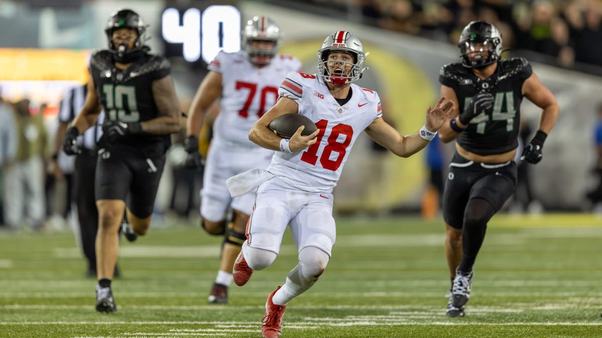 Ohio State QB Will Howard threw for 326 yards and scored three total touchdowns in Saturday's loss to Oregon.