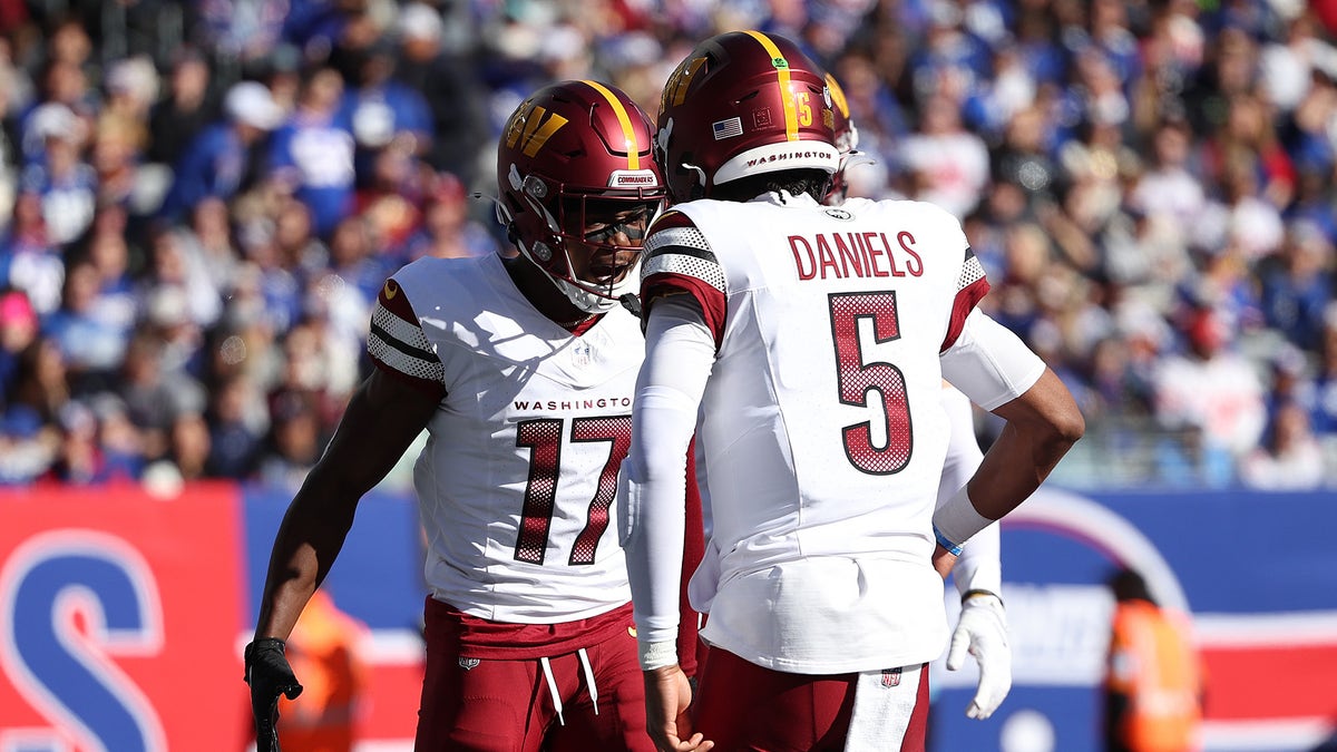 Wide receiver Terry McLaurin and quarterback Jayden Daniels have formed a potent duo for the Commanders in Daniels' first NFL season. (Photo by Luke Hales/Getty Images)