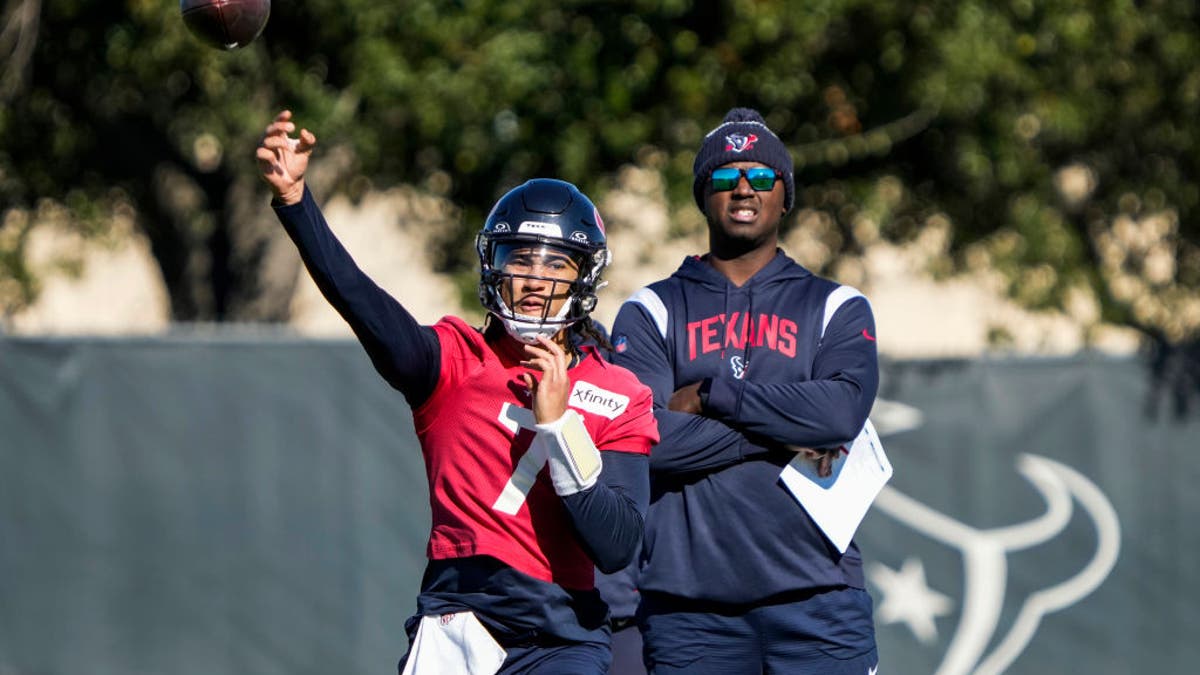 Jerrod Johnson has been instrumental in the development of Texans QB C.J. Stroud, who was the 2023 NFL Offensive Rookie of the Year. (Brett Coomer/Houston Chronicle via Getty Images)
