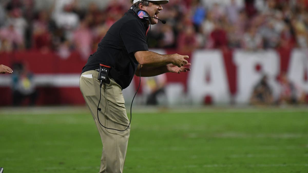 Georgia and Kirby Smart might have to make another trip to Tuscaloosa to face Alabama in the first-round of the College Football Playoff. (Photo by Jeffrey Vest/Icon Sportswire via Getty Images)