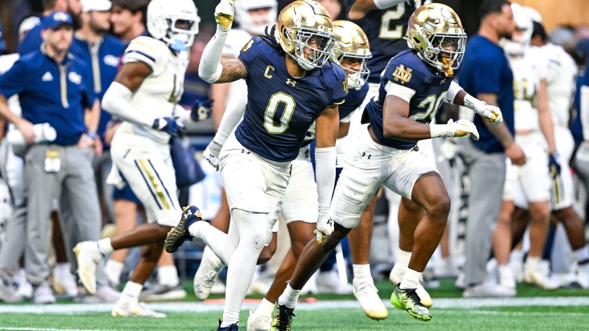 Safety Xavier Watts has helped power Notre Dame's defense with three interceptions this season. (Photo by Rich von Biberstein/Icon Sportswire via Getty Images)