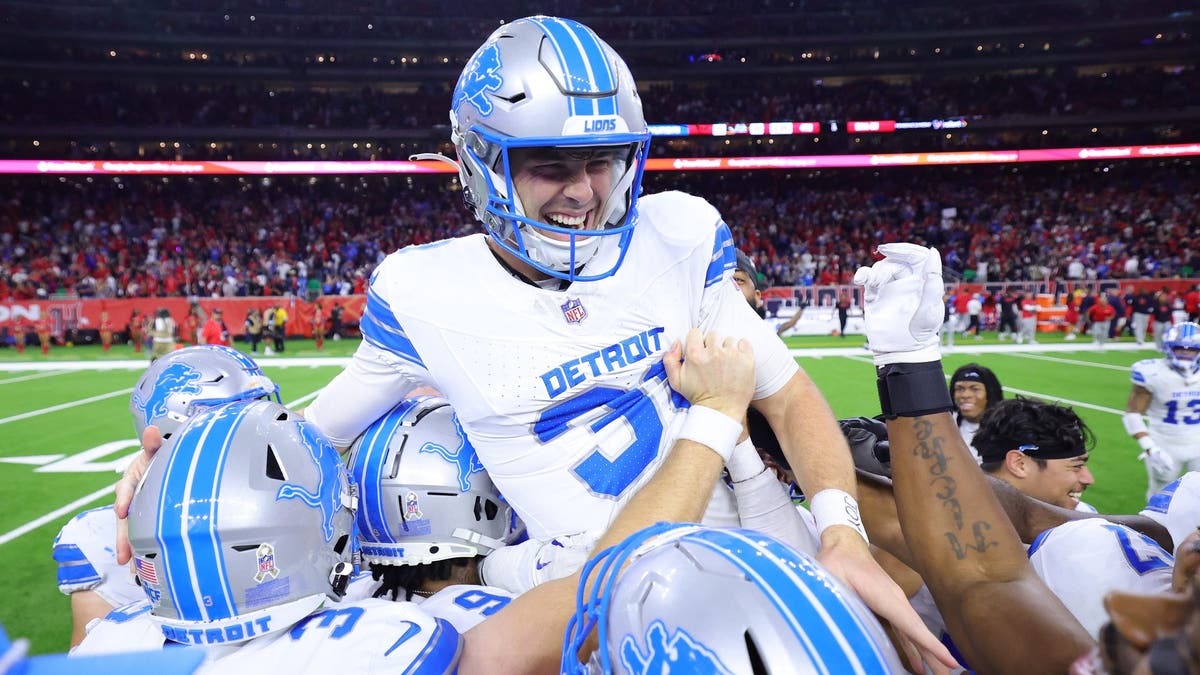 Jake Bates went from the UFL to being a key part of the Lions' success in 2024. (Photo by Alex Slitz/Getty Images)