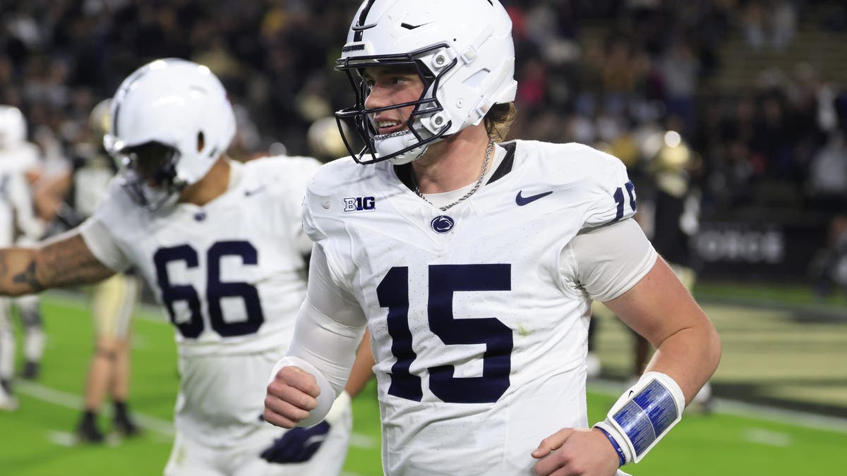 Penn State QB Drew Allar is completing 71.9% of his passes for 2,253 yards and 16 touchdowns through 10 games this season. (Photo by Justin Casterline/Getty Images)