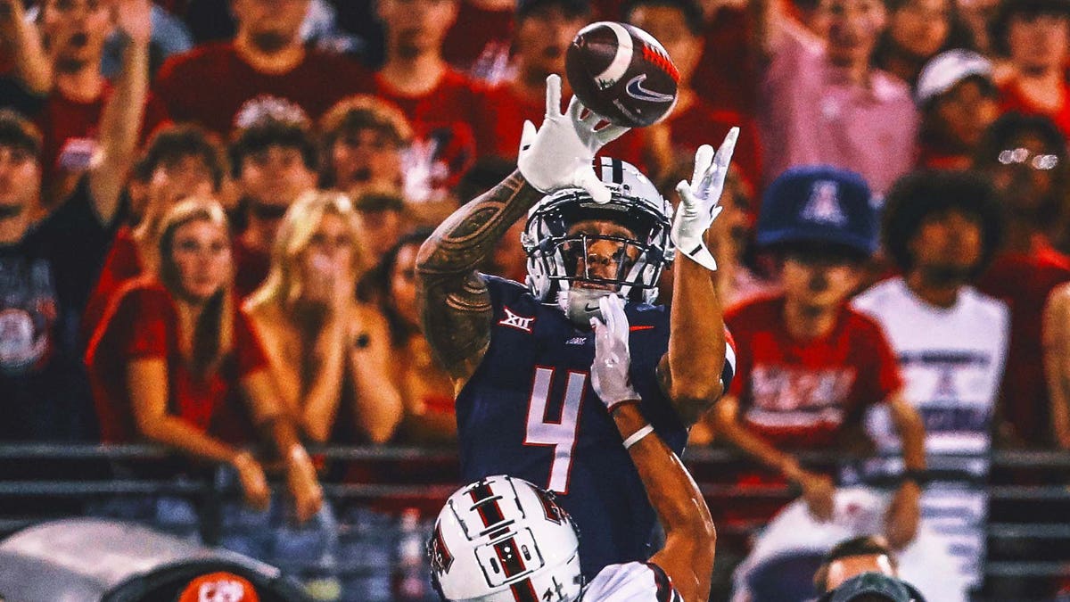 At 6-foot-5 with a ridiculous catch radius, Tetairoa McMillan could be a great physical presence at the next level. (Photo by Christopher Hook/Icon Sportswire via Getty Images)