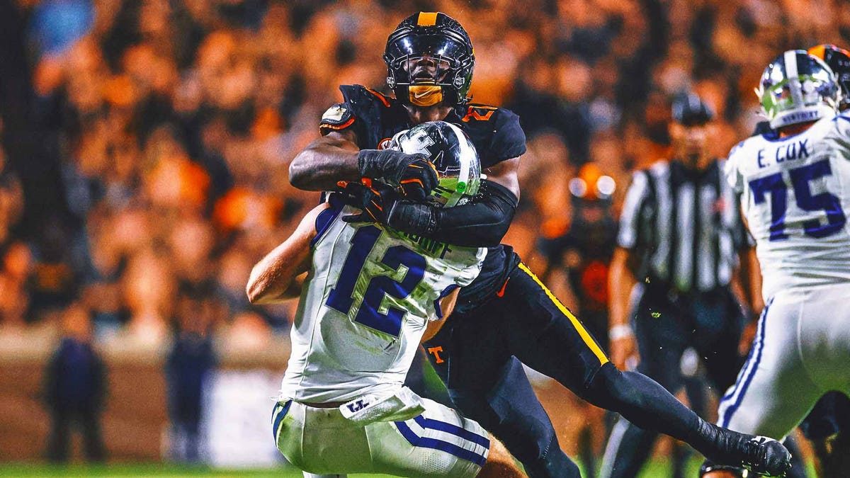 Speedy and slippery off the edge, James Pearce Jr. could be a top priority for defensive-minded head coach Raheem Morris. (Photo by Joe Robbins/Icon Sportswire via Getty Images)