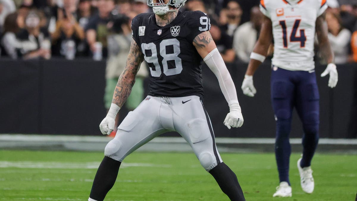 Maxx Crosby has been elite as a pass rusher and a run-stopper. (Photo by Ethan Miller/Getty Images)
