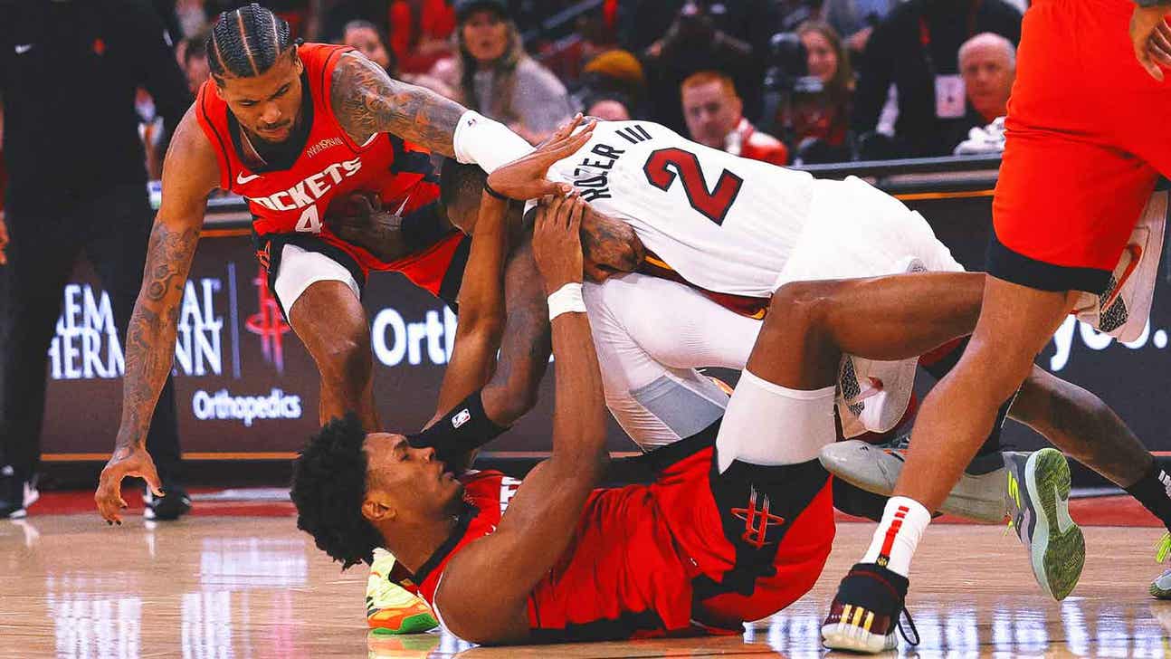 Tyler Herro, Amen Thompson fight leads to 6 ejections in Heat's win over Rockets