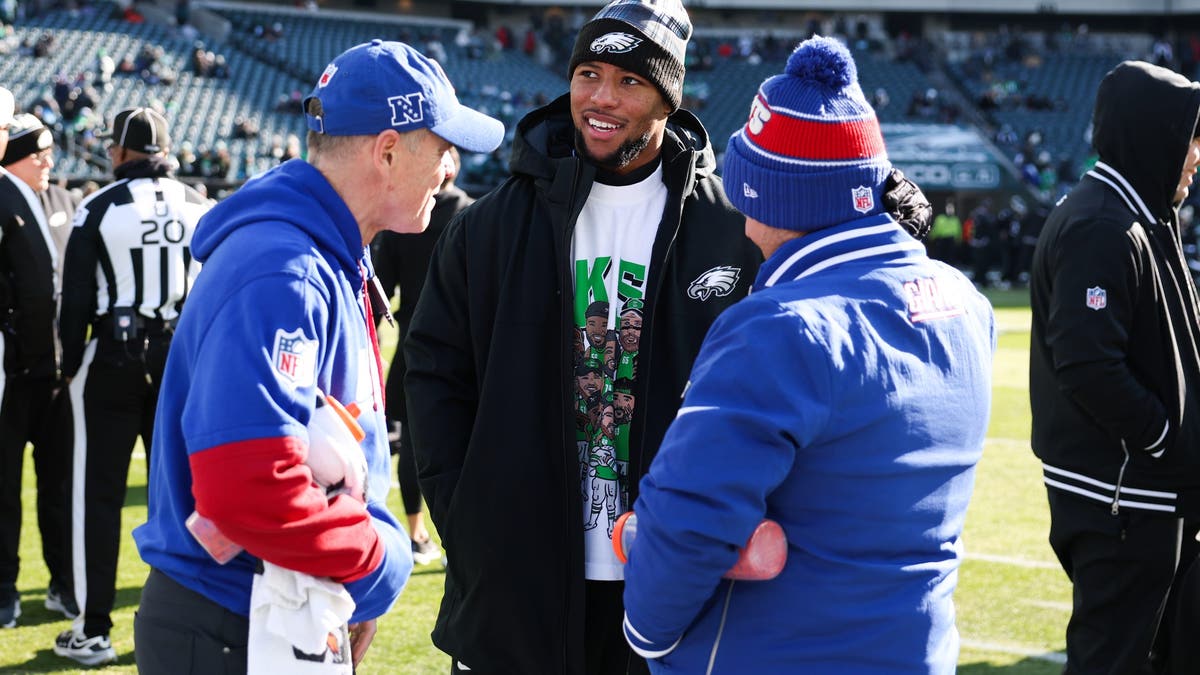 Eagles RB Saquon Barkley was only 101 yards away from breaking Eric Dickerson's record for the most rushing yards in a single season, but the team sat him out in Week 18. (Photo by Kathryn Riley/Getty Images)